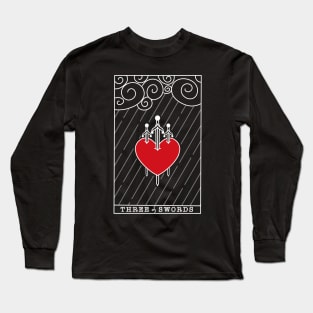 Three of swords tarot card minimalistic design dark version Long Sleeve T-Shirt